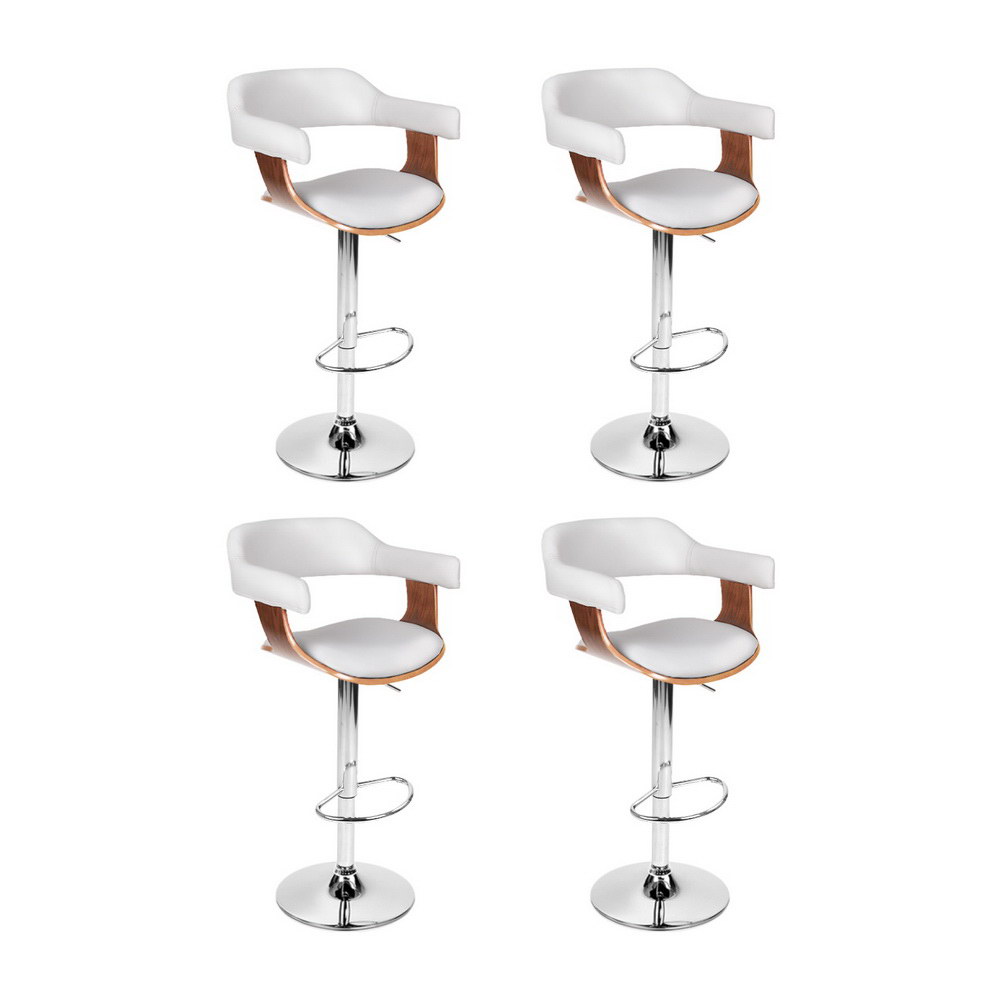 BA-TW-8006A-WHX4-202503041104-00 4x Artiss Bar Stools Gas Lift Leather with Armrest White - Image 1