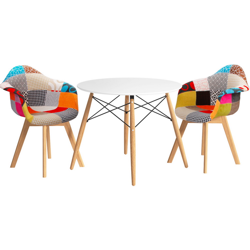 DSET-DSW90-66FBX2-202503171502-00 1 Artiss Dining Table and 2 Chairs Set DSW 90cm - Image 1