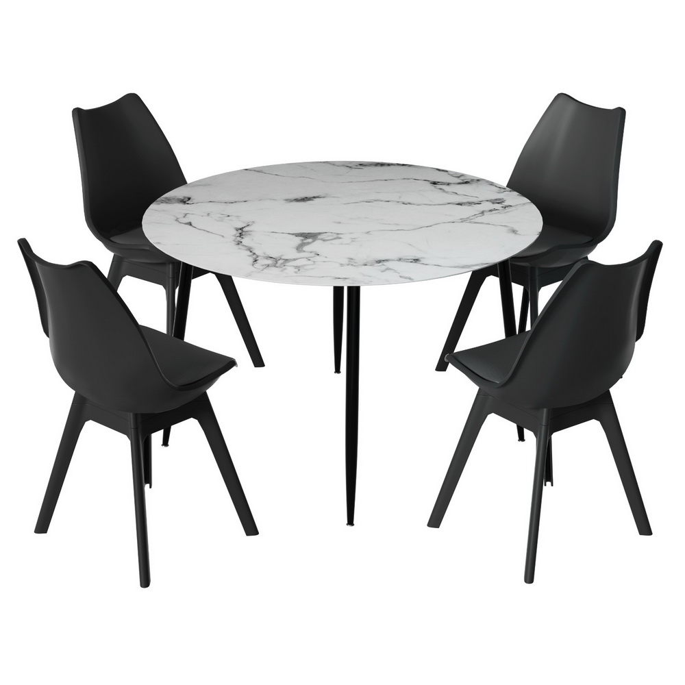 DSET-MAR75-55Y-BKX4-217083-00 1 Artiss Dining Table and 4 Chairs Set Marble Black - Image 1
