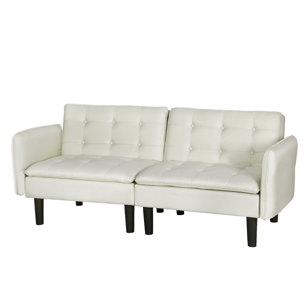 SBED-E-FA-01-BG-AB-202502281306-07 Artiss Sofa Bed 3 Seater Tufted Faux Linen Beige - Image 1
