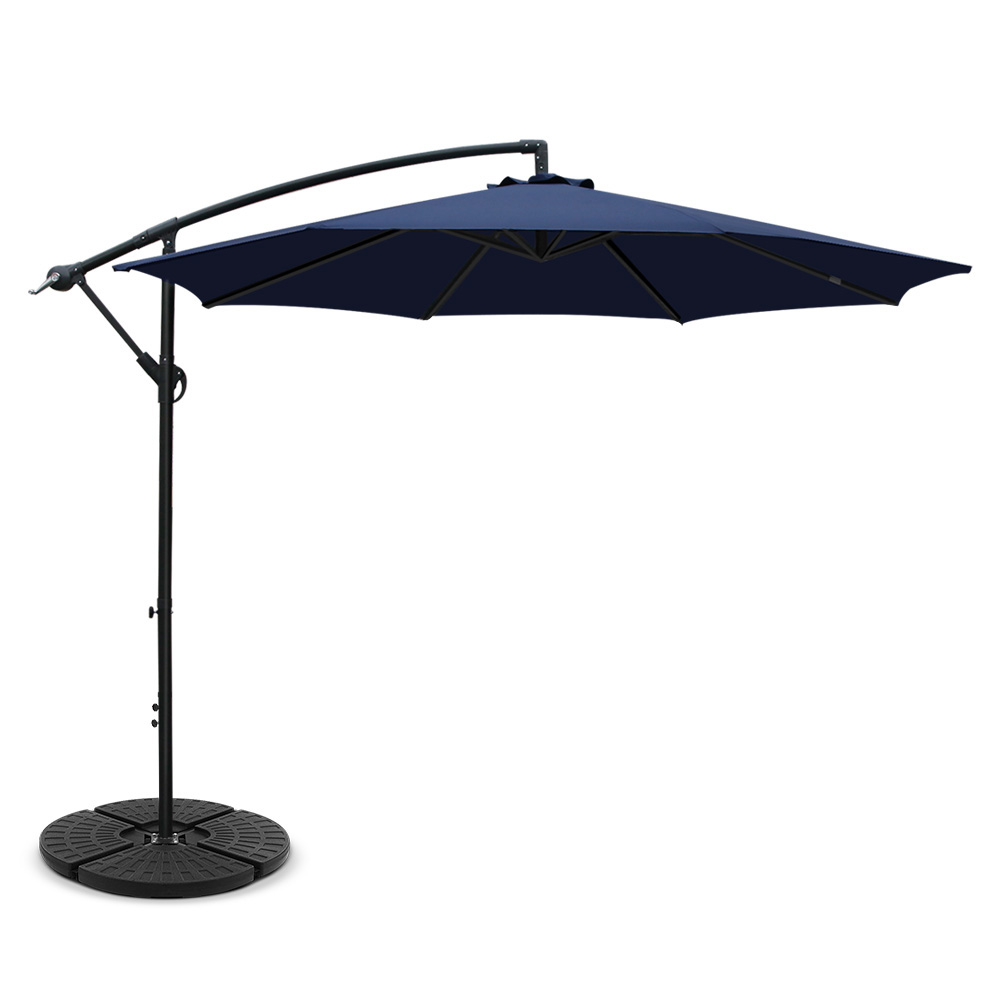 UMB-BAN-50-48-NA-00 Instahut 3m Outdoor Umbrella w/Base Cantilever Beach Garden Patio Navy - Image 1