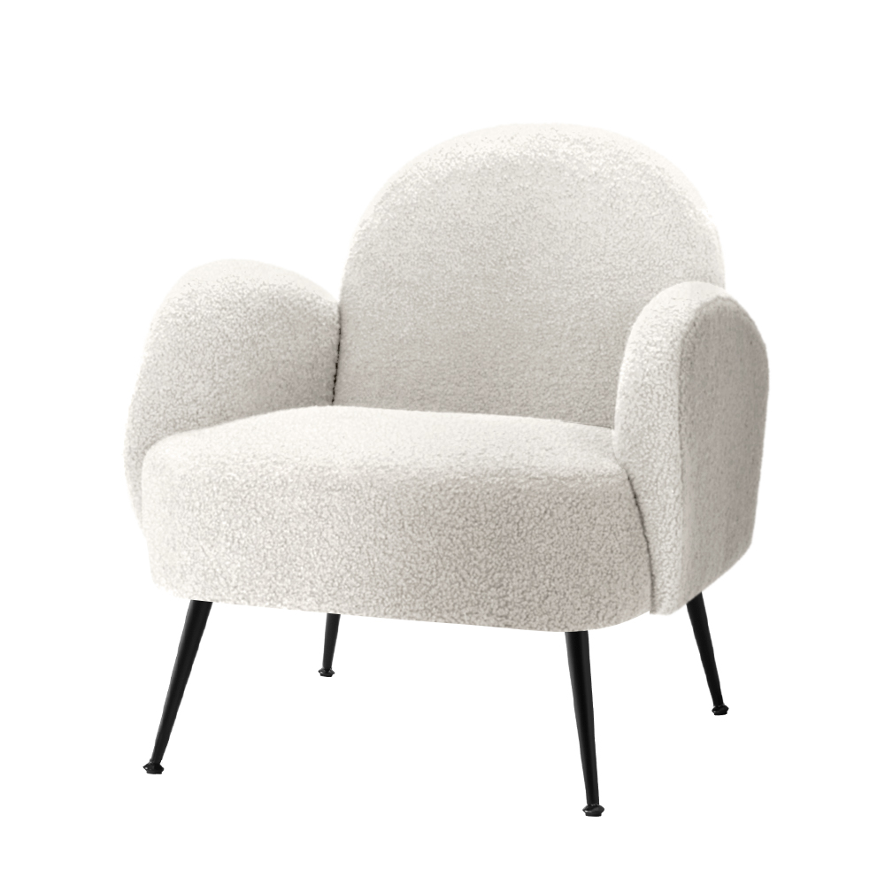 UPHO-C-ARM-5101-WH-202502281220-07 Artiss Armchair Boucle White Hanes - Image 1