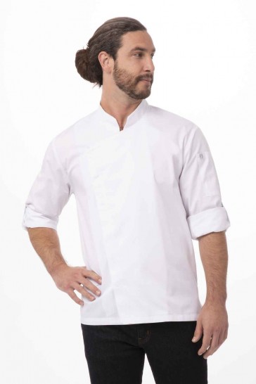 V107-BCMC010-WHT-XS-217873-00 Lansing Men's White XS Chef Jacket by Chef Works - Image 1