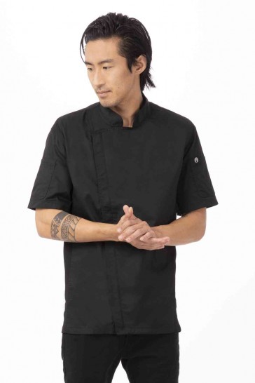 V107-BCSZ009-BLK-S-217543-00 Springfield Men's Black Zipper S Chef Jacket by Chef Works - Image 1