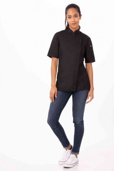 V107-BCWSZ006-BLK-XL-217577-00 Springfield Women's Black Zipper XL Chef Jacket by Chef Works - Image 1