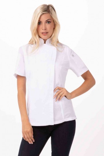 V107-BCWSZ006-WHT-S-217583-00 Springfield Women's White Zipper S Chef Jacket by Chef Works - Image 1
