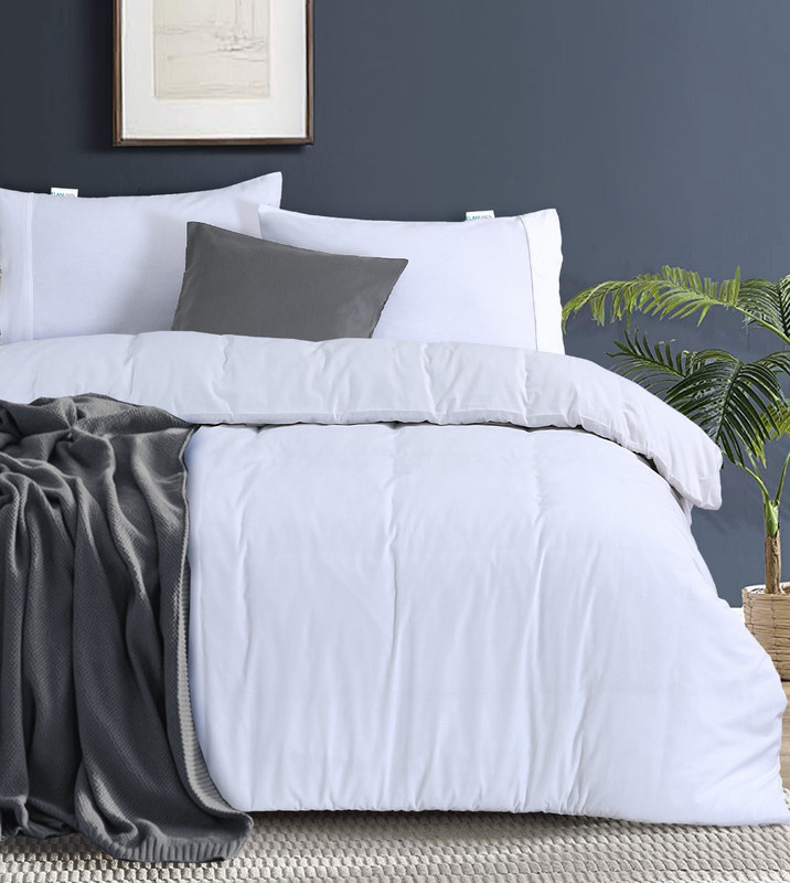 V107-QBWHTQCS-61403-00 Elan Linen 100% Egyptian Cotton Vintage Washed 500TC White Queen Quilt Cover Set - Image 1