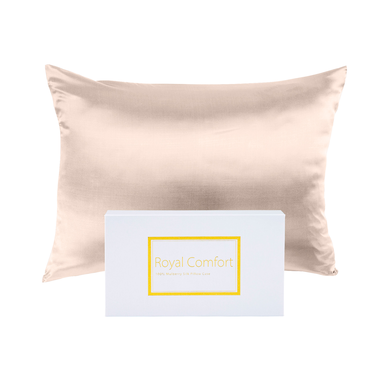 V160-10002250_V160-10002250-02_1_1 Royal Comfort Mulberry Soft Silk Hypoallergenic Pillowcase Twin Pack 51 x 76cm - Champagne Pink - Image 1
