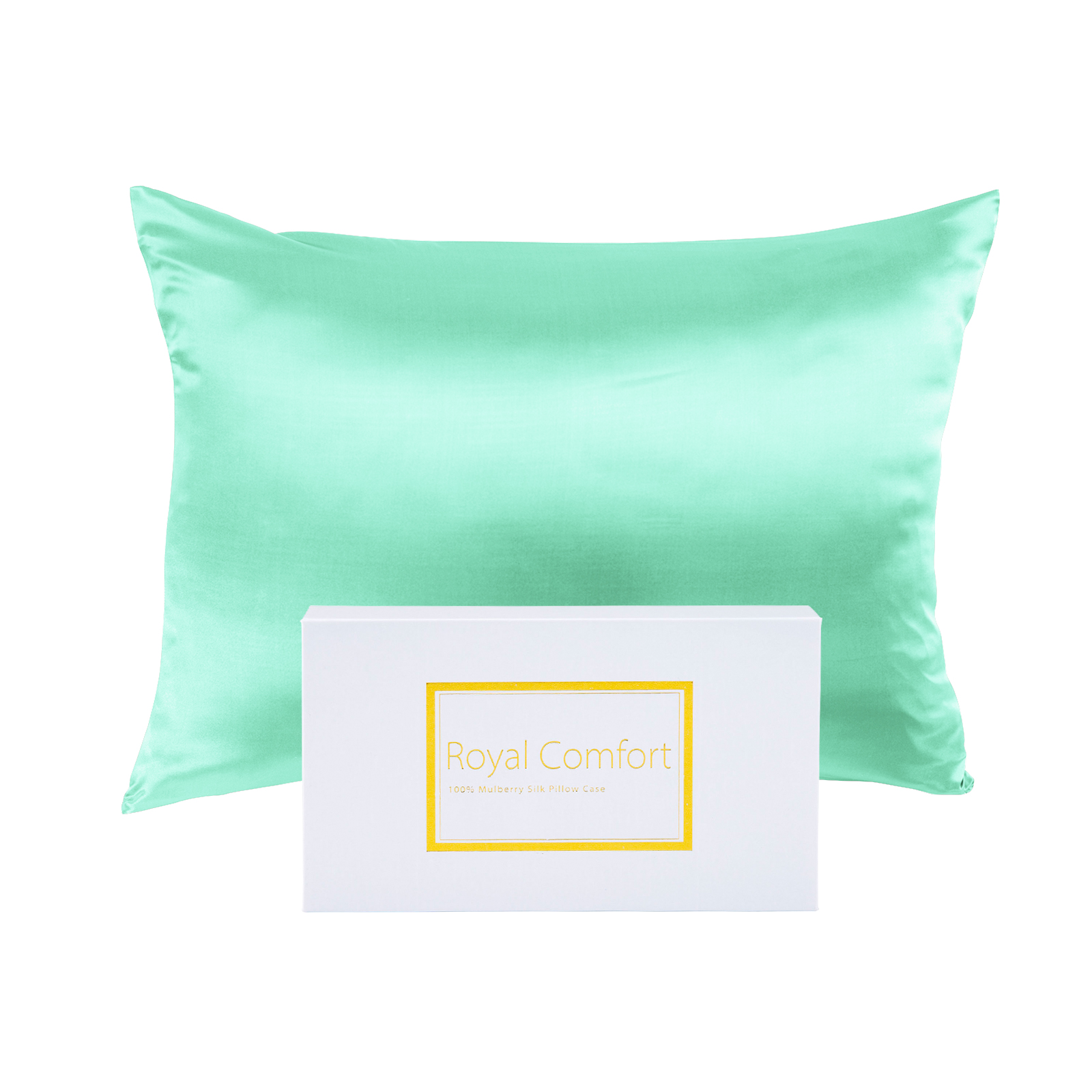 V160-204375_V160-204375-02_1_1 Royal Comfort Mulberry Soft Silk Hypoallergenic Pillowcase Twin Pack 51 x 76cm - Mint - Image 1