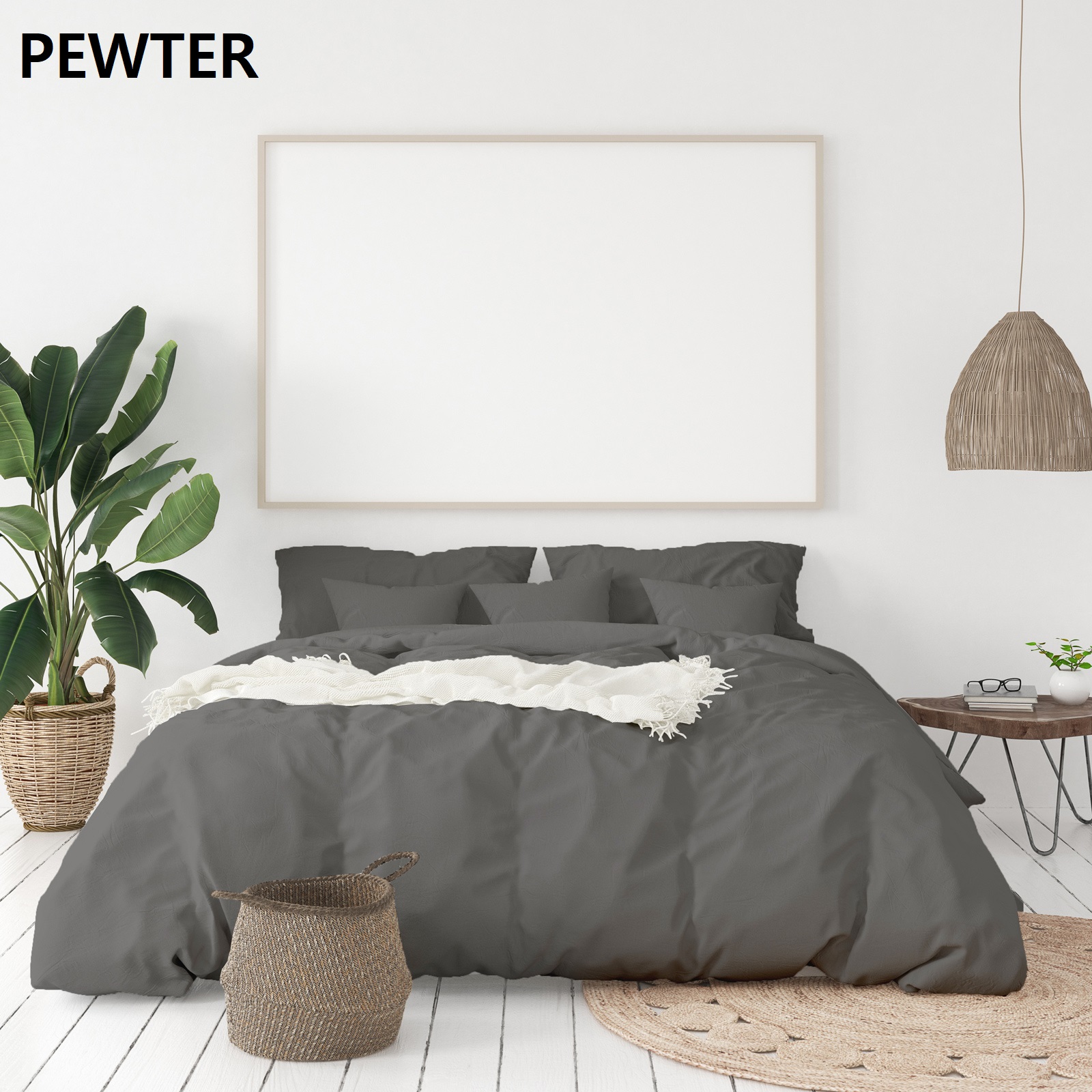 V160-204922_V160-204922-05_1 Balmain 1000 Thread Count Hotel Grade Bamboo Cotton Quilt Cover Pillowcases Set - King - Pewter - Image 1