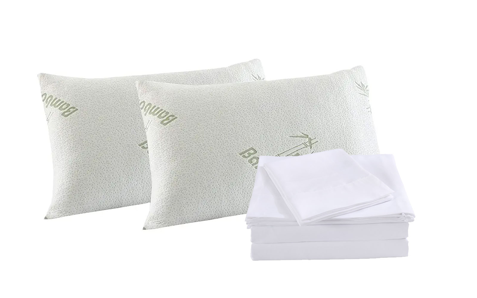 V160-K2367_V160-K2367-04_1 Royal Comfort Bamboo Blend Sheet Set 1000TC and Bamboo Pillows 2 Pack Ultra Soft - King - White - Image 1
