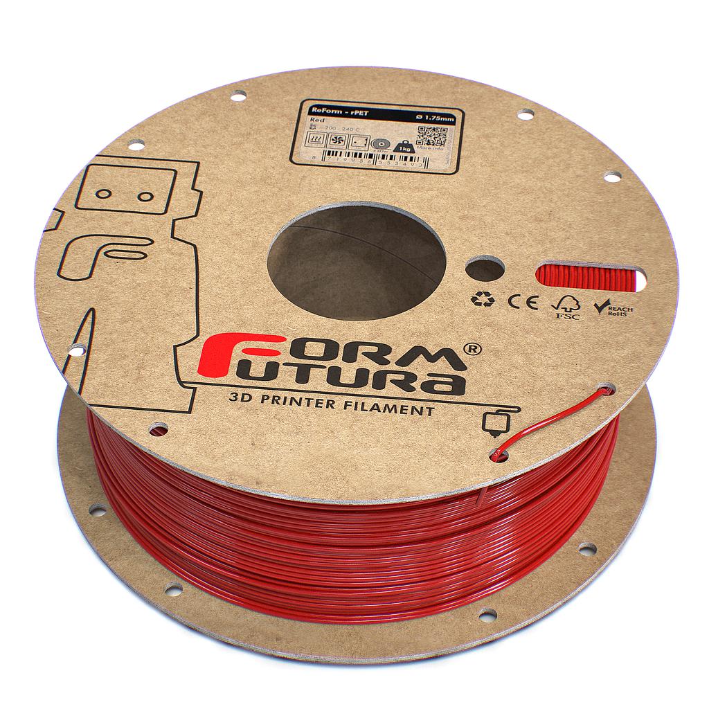 V177-175RPET-RED-1000_175RPET-RED-1000__59025_1 Glass feel recycled PETG Filament ReForm - rPET 1.75mm 1000 gram Red 3D Printer Filament - Image 1