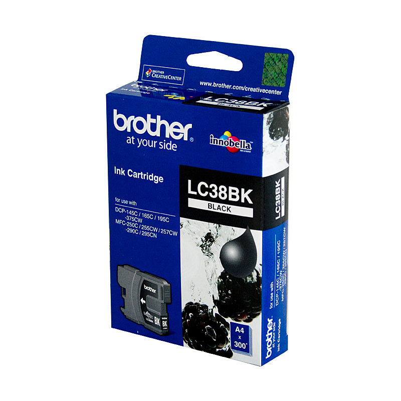 V177-D-B38B_uc__06426_1 Brother LC-38BK Black Ink Cartridge - DCP-145C/165C/195C/375CW, MFC-250C/255CW/257CW/290C/295CN- up to 300 pages - Image 1