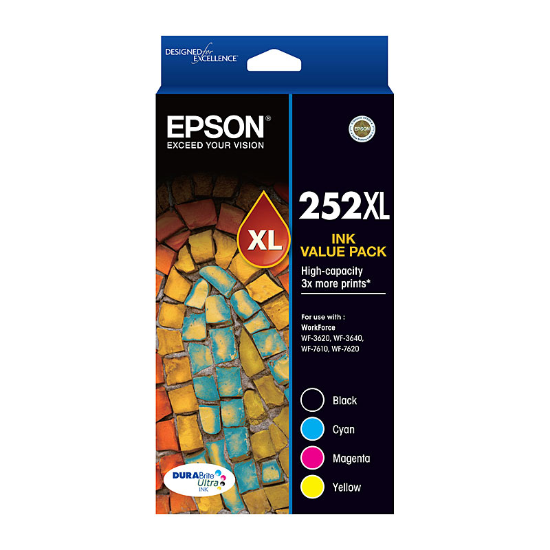 V177-D-E252XLVP_uc__02988_1 EPSON 252XL 4 Ink Value Pack - Image 1