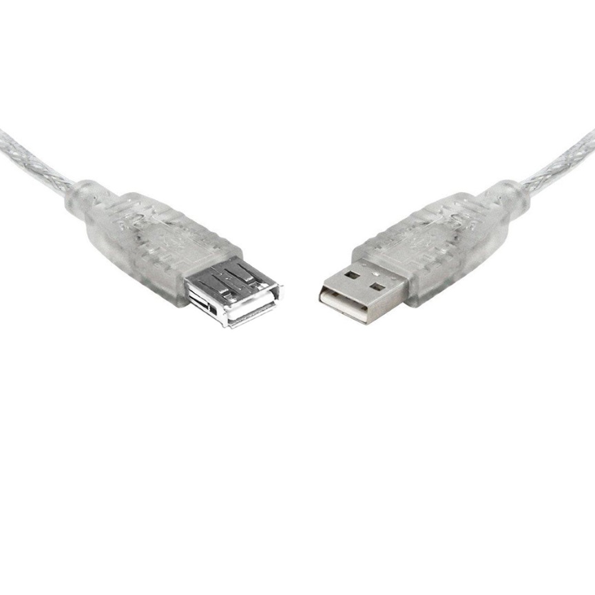 V177-L-CB8W-UC-2000AAE-CB8W-UC-2000AAE__71012-00 8WARE USB 2.0 Extension Cable 25cm A to A Male to Female Transparent Metal Sheath Cable - Image 1