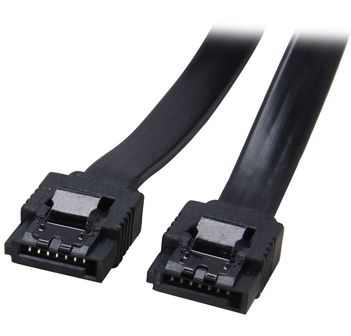 V177-L-CBAT-SATA3NB-180D_CBAT-SATA3NB-180D__79230_1 ASTROTEK SATA 3.0 Data Cable 30cm 7 pins Straight to 7 pins Straight with Latch Black Nylon Jacket 26AWG - Image 1