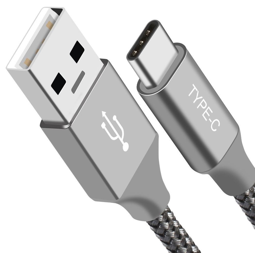 V177-L-CBAT-USBC-S1_CBAT-USBC-S1__03680_1 ASTROTEK 1m USB-C 3.1 Type-C Data Sync Charger Cable Silver Strong Braided Heavy Duty Fast Charging for Samsung Galaxy Note 8 S8 Plus LG Google Macboo - Image 1