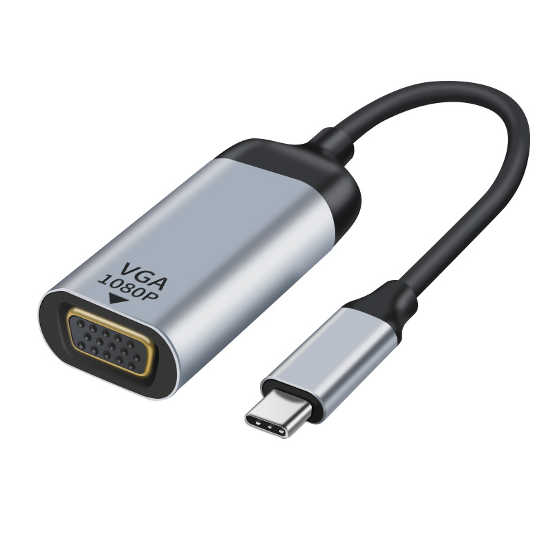 V177-L-CBAT-USBCVGA-MF15_CBAT-USBCVGA-MF15__57931_1 ASTROTEK USB-C to VGA Male to Female Adapter 15cm cable support 1080P@60Hz QXGA QWXGA WUXGA UXGA Aluminum shell Gold plating for Windows Android Mac - Image 1