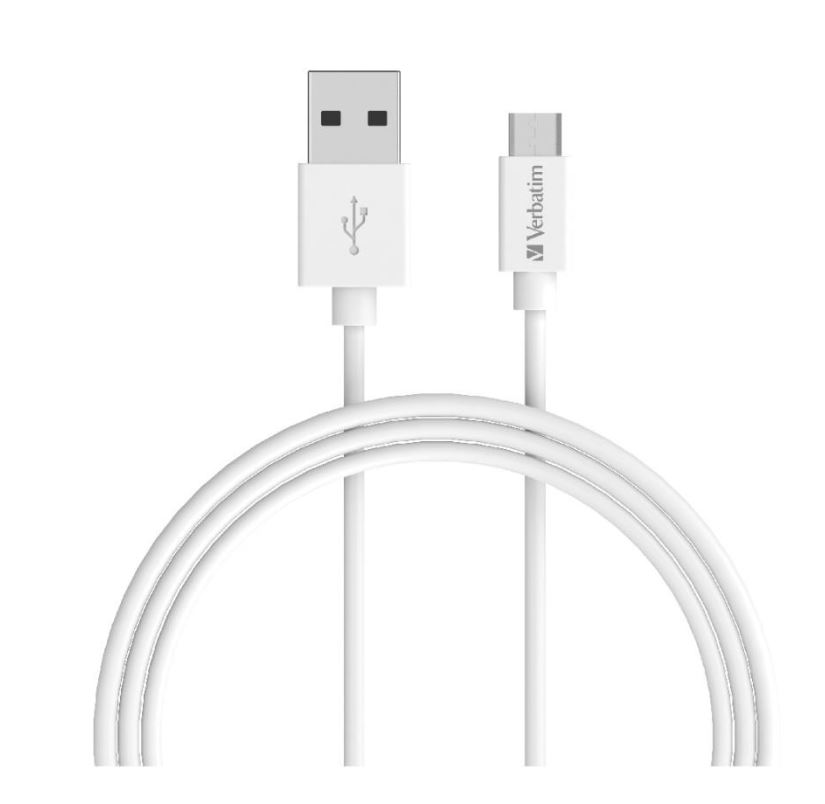 V177-L-CBV-66579-CBV-66579__37245-00 VERBATIM Charge & Sync microUSB Cable 1m - White - Image 1