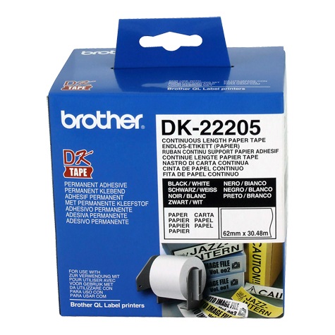 V177-L-CODK22205-CODK22205__90651-00 BROTHER White Continuous Paper Roll 62mmX30.48m - Image 1