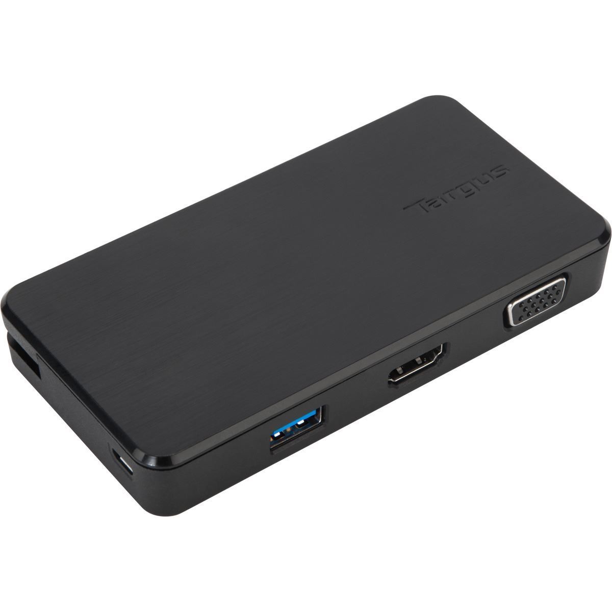 V177-L-NAT-DSU100US-NAT-DSU100US__87154-00 Targus USB 3.0 & USB-C Dual Travel Dock Connects 2 monitors, 1x HDMI 1x VGA, Supports Projectors and HDTVs, PCs, Macs, and Android Devices - Image 1