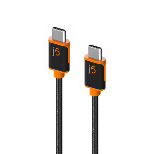 V177-MA-28UC-JUCX24_L_28UC-JUCX24__25022_1 J5create JUCX24 USB-C to USB-C Sync & Charge Cable 180cm, Braided Polyester Supports USB 2.0 with speeds up to 480Mbps, output up to 3A - Image 1