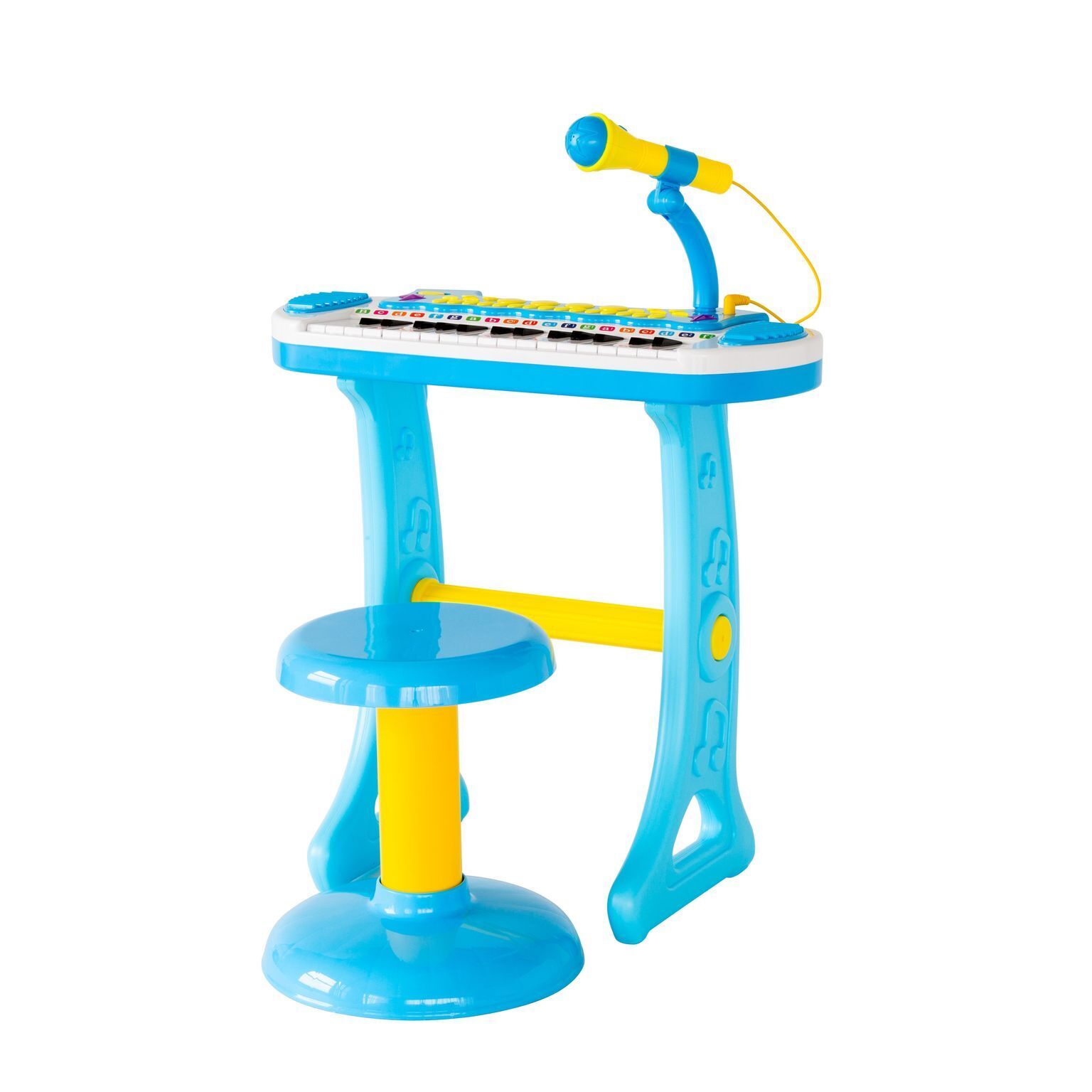 V196-2038_K-190518-00 Children's Electronic Keyboard with Stand (Blue) Musical Instrument Toy - Image 1