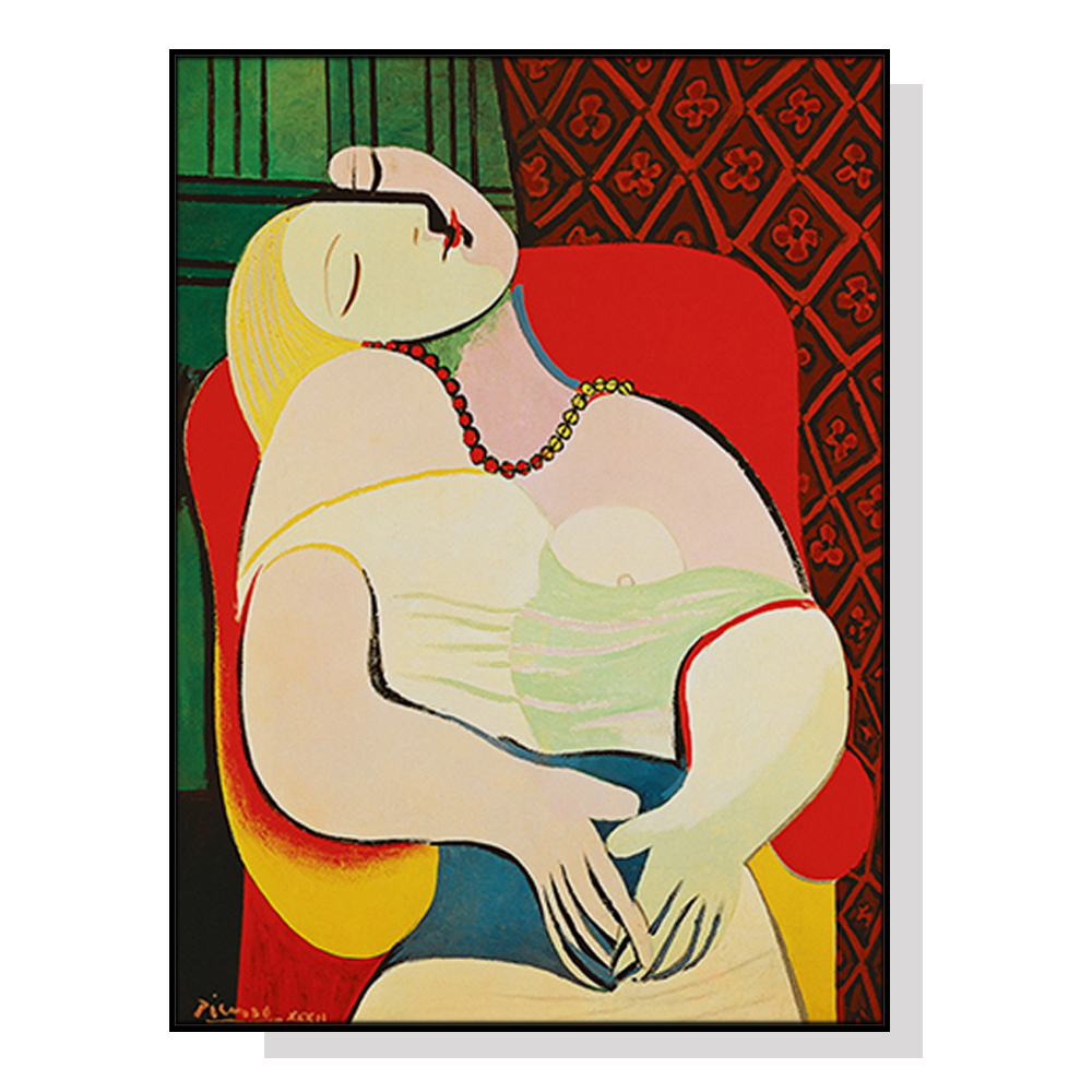 V207-1030_The-dream-by-Pablo-Picasso-black_1 Wall Art 70cmx100cm The dream by Pablo Picasso Gold Frame Canvas - Image 1