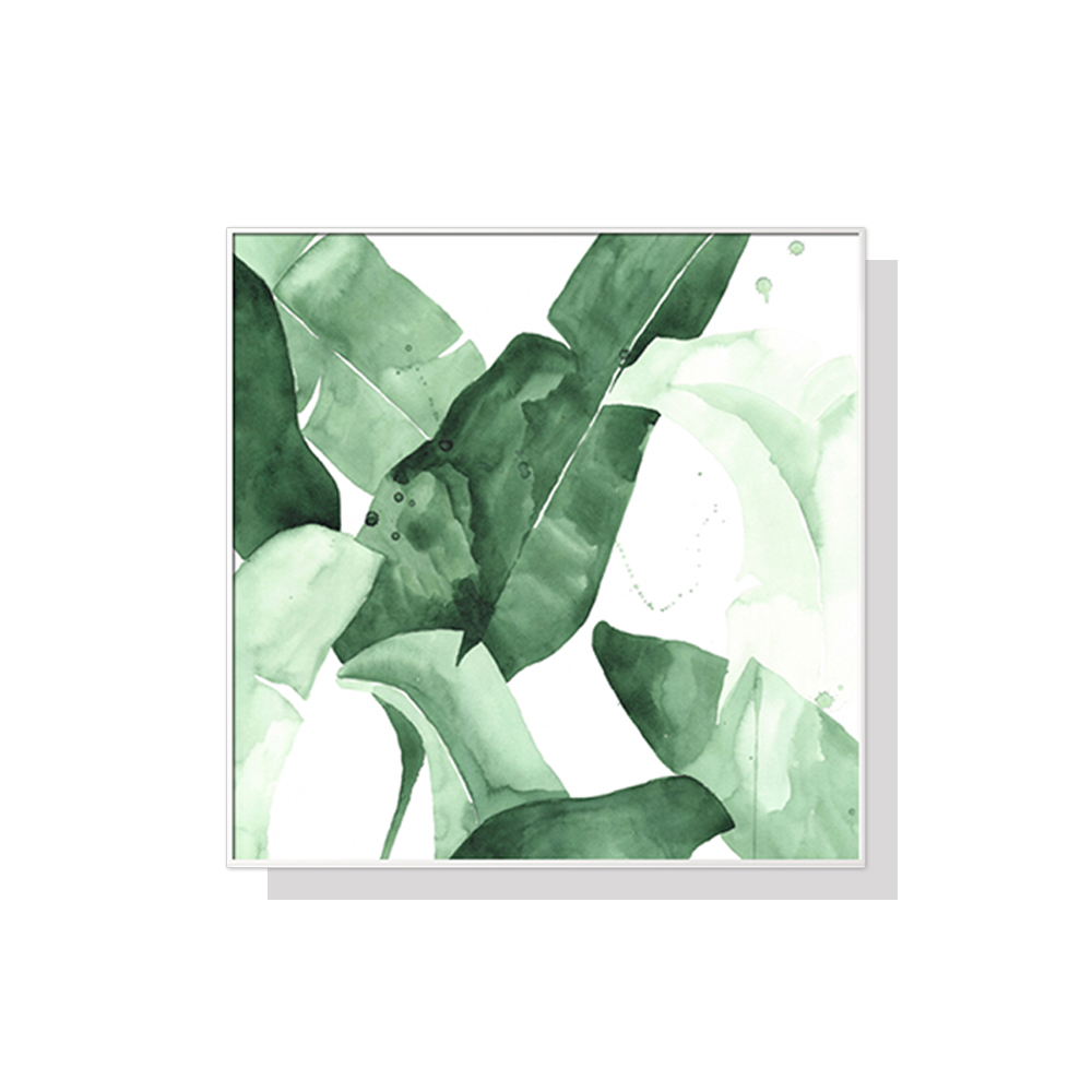 V207-1068_Tropical-Leaves-Square-Size_1 Wall Art 60cmx60cm Tropical Leaves Square Size White Frame Canvas - Image 1