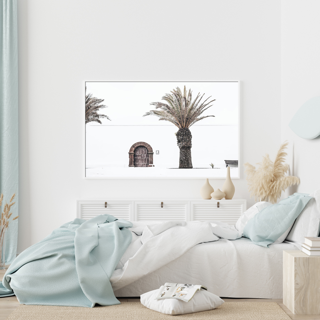 Wall Art 60cmx90cm European Palm Tree White Frame Canvas - Image 3
