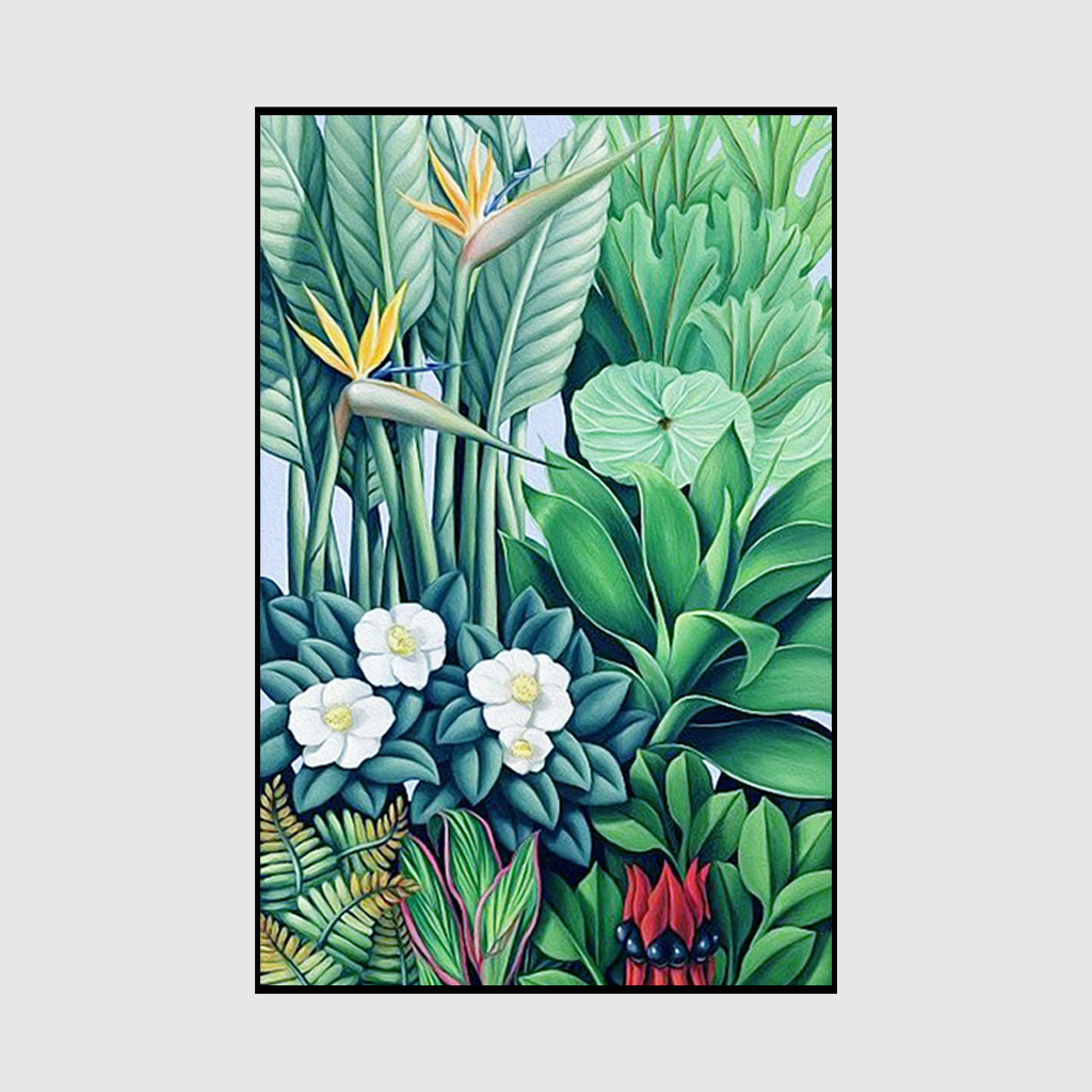 V207-1226_Tropical-plants_2 Wall Art 50cmx70cm Tropical plants Black Frame Canvas - Image 1