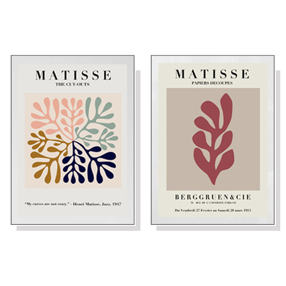V207-1247_Matisse-Wall-Art-2-set-white-1_1 Wall Art 40cmx60cm Matisse 2 Sets White Frame Canvas - Image 1