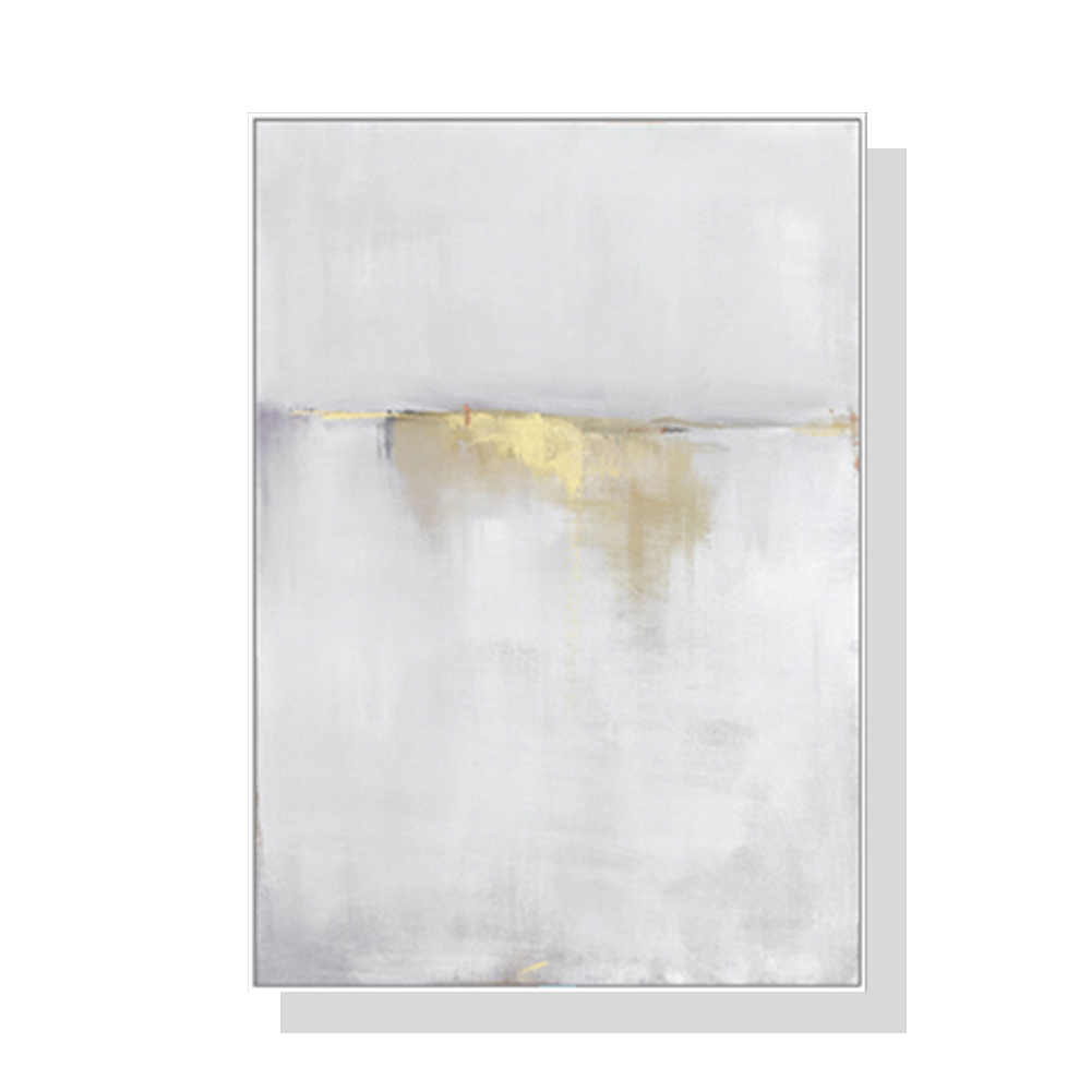V207-1277_Abstract-gold-white-single-II Wall Art 50cmx70cm Abstract gold white single II White Frame Canvas - Image 1