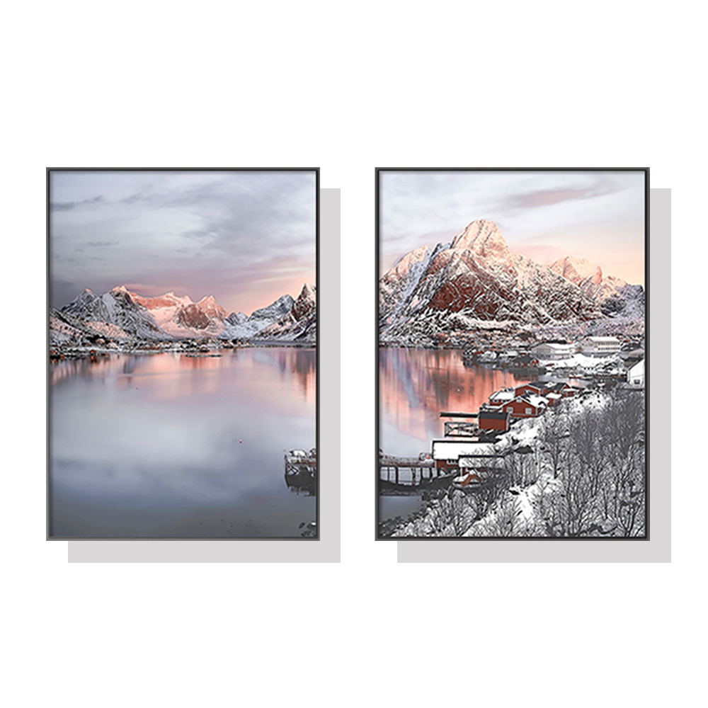 V207-1280-2-146163-00 Wall Art 80cmx120cm Nordic Norway 2 Sets Black Frame Canvas - Image 1
