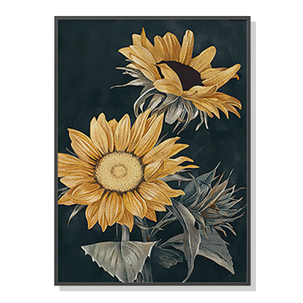 V207-1417-2-145940-00 Wall Art 90cmx135cm Sunflowers Black Frame Canvas - Image 1