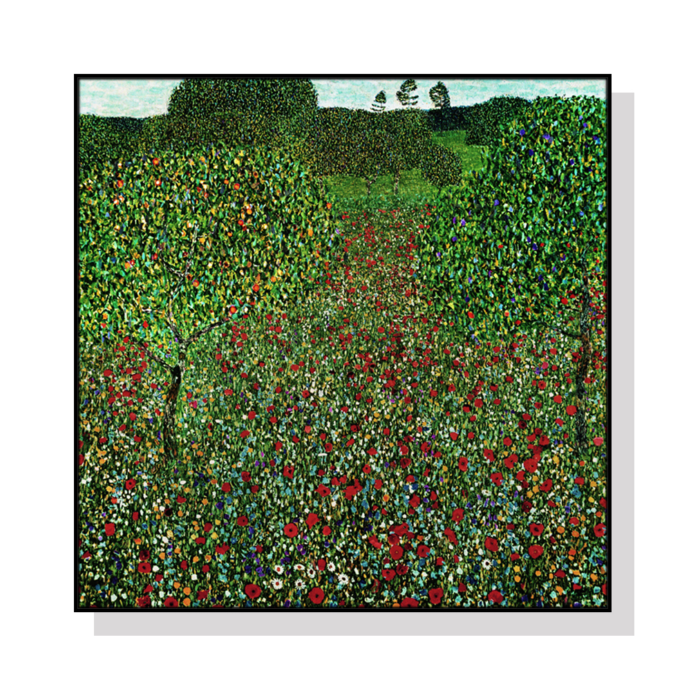 V207-1491-1-146336-00 Wall Art 40cmx40cm Italian garden by Gustav Klimt Black Frame Canvas - Image 1
