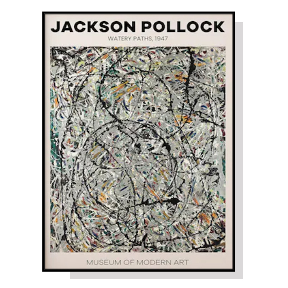 V207-1539-66585-00 Wall Art 80cmx120cm Jackson Pollock Exhibition III Black Frame Canvas - Image 1