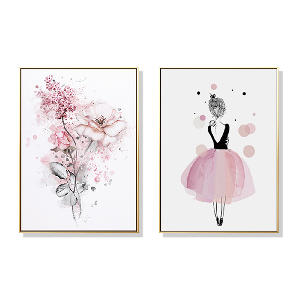 V207-1633-71778-00 Wall Art 70cmx100cm Dancing Ballerina in Paris 2 Sets Gold Frame Canvas - Image 1