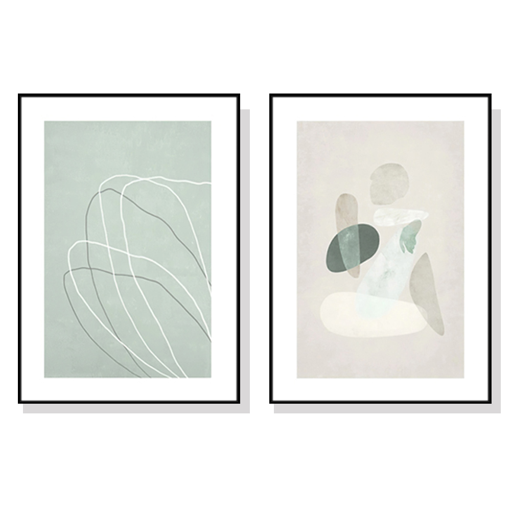 V207-16692-130912-00 Wall Art 80cmx120cm Abstract body and lines 2 Sets Black Frame Canvas - Image 1