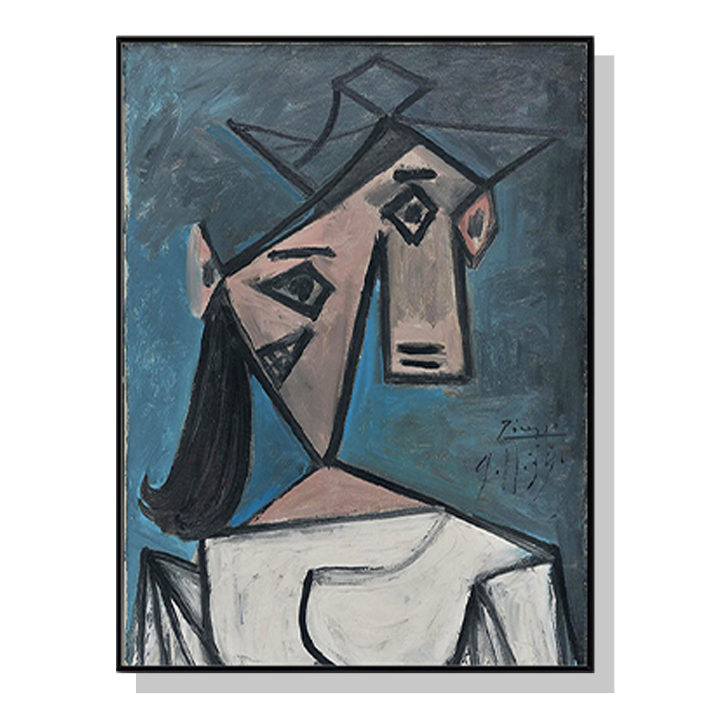 V207-1710-75072-00 Wall Art 80cmx120cm Head Of A Woman By Pablo Picasso Black Frame Canvas - Image 1