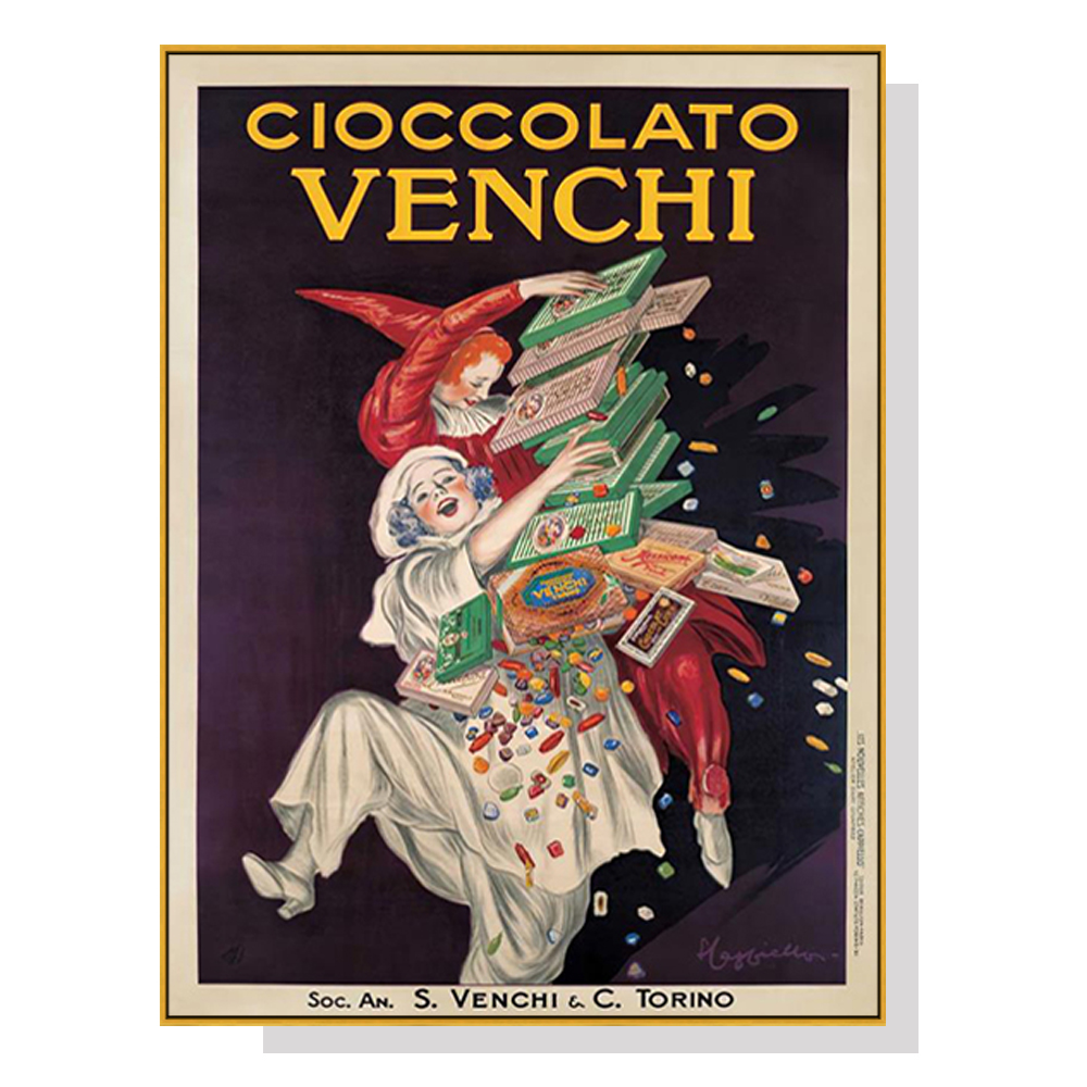 V207-18941-130750-00 Wall Art 40cmx60cm Cioccolato Venchi Vintage Gold Frame Canvas - Image 1
