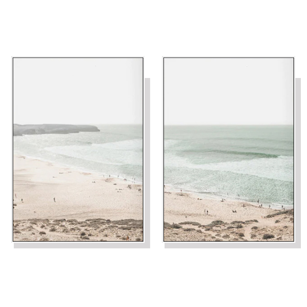 V207-1934-87078-00 Wall Art 50cmx70cm Coastal Prints 2 Sets White Frame Canvas - Image 1