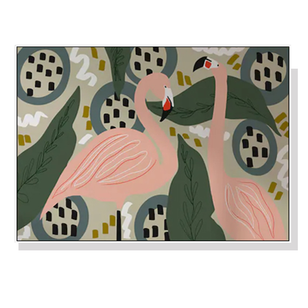 V207-1943-87378-00 Wall Art 80cmx120cm Flamingo White Frame Canvas - Image 1