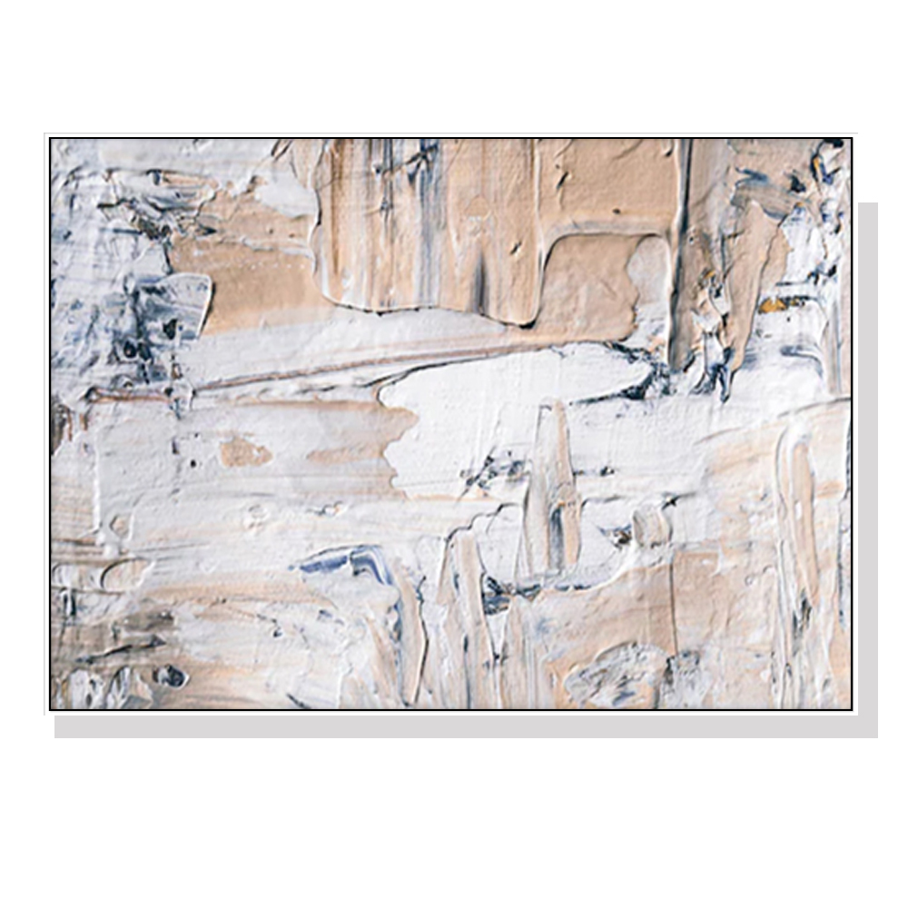 V207-19662-97731-00 Wall Art 90cmx135cm Modern Abstract Oil Painting Style White Frame Canvas - Image 1