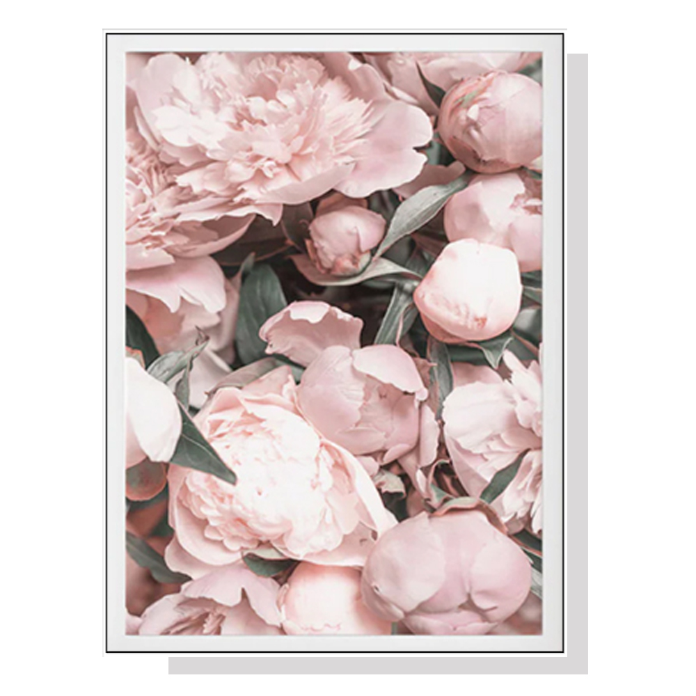 V207-1977-87344-00 Wall Art 80cmx120cm Peony White Frame Canvas - Image 1