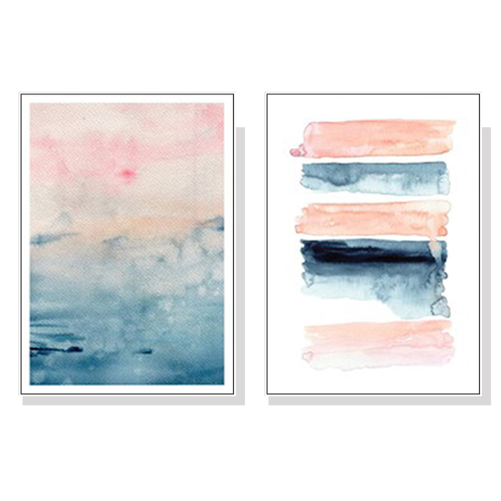 V207-19951-97784-00 Wall Art 40cmx60cm Abstract Pink 2 Sets White Frame Canvas - Image 1