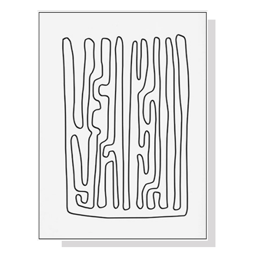 V207-2009-88959-00 Wall Art 50cmx70cm Black And White Lines White Frame Canvas - Image 1