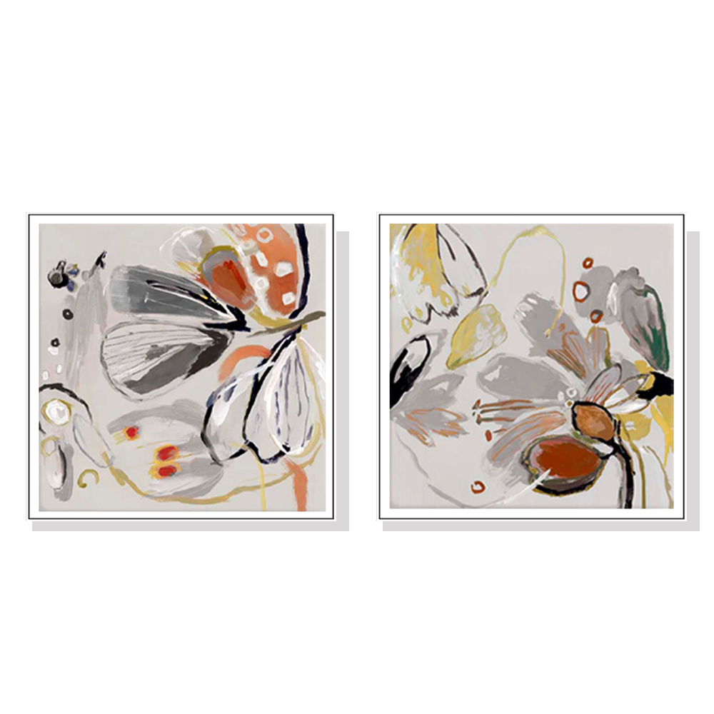 V207-20881-97551-00 Wall Art 40cmx40cm Blooming Spring Floral 2 Sets White Frame Canvas - Image 1
