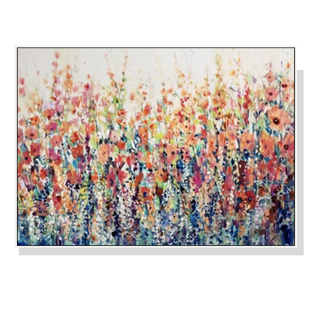 V207-21862-96746-00 Wall Art 90cmx135cm Flourish Of Spring White Frame Canvas - Image 1