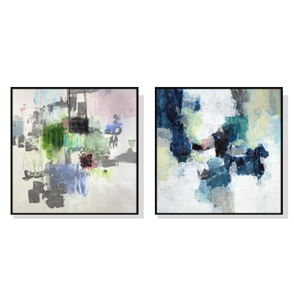 V207-22001-96737-00 Wall Art 40cmx40cm Blue Crushers 2 Sets Black Frame Canvas - Image 1